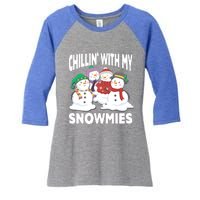 Chillin' With My Snowmies Christmas Snow Cool Gift Women's Tri-Blend 3/4-Sleeve Raglan Shirt