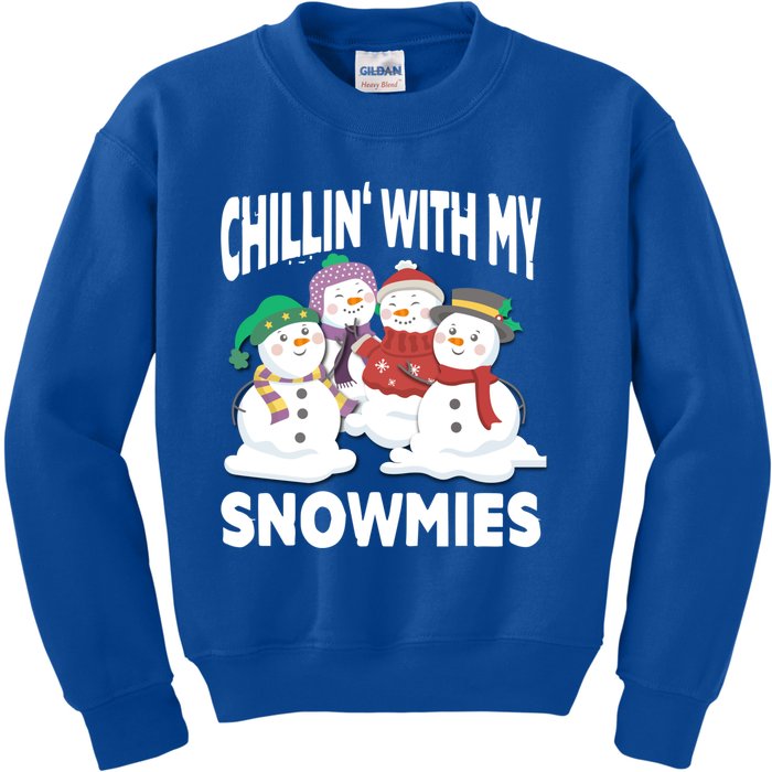 Chillin' With My Snowmies Christmas Snow Cool Gift Kids Sweatshirt