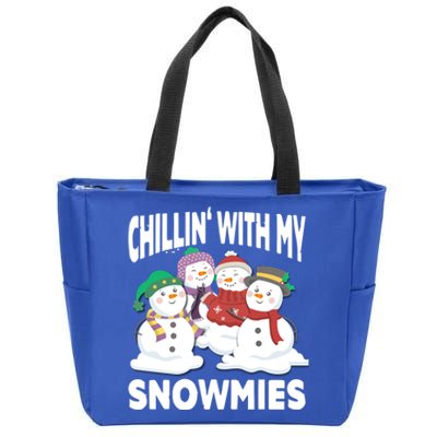 Chillin' With My Snowmies Christmas Snow Cool Gift Zip Tote Bag