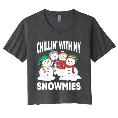 Chillin' With My Snowmies Christmas Snow Cool Gift Women's Crop Top Tee