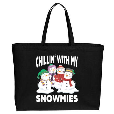 Chillin' With My Snowmies Christmas Snow Cool Gift Cotton Canvas Jumbo Tote