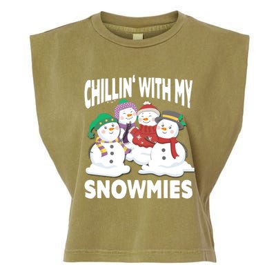 Chillin' With My Snowmies Christmas Snow Cool Gift Garment-Dyed Women's Muscle Tee