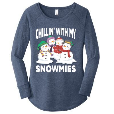 Chillin' With My Snowmies Christmas Snow Cool Gift Women's Perfect Tri Tunic Long Sleeve Shirt