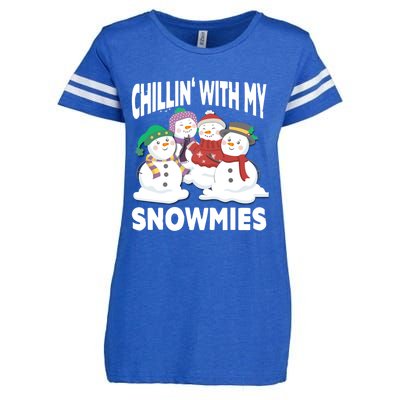 Chillin' With My Snowmies Christmas Snow Cool Gift Enza Ladies Jersey Football T-Shirt