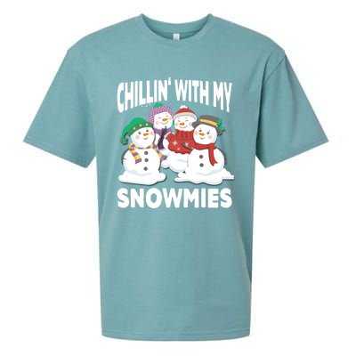 Chillin' With My Snowmies Christmas Snow Cool Gift Sueded Cloud Jersey T-Shirt