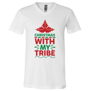 Christmas With My Tribe V-Neck T-Shirt