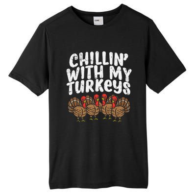 Chillin With My Turkeys Thanksgiving Tall Fusion ChromaSoft Performance T-Shirt