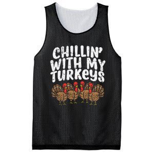 Chillin With My Turkeys Thanksgiving Mesh Reversible Basketball Jersey Tank