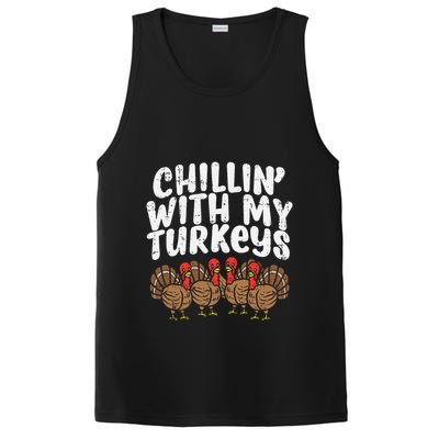 Chillin With My Turkeys Thanksgiving PosiCharge Competitor Tank