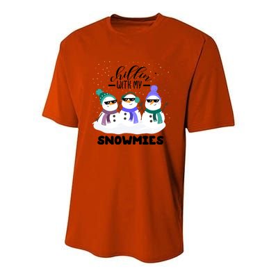 Chillin With My Snowmies Funny Christmas Pajamas Xmas Funny Gift Youth Performance Sprint T-Shirt