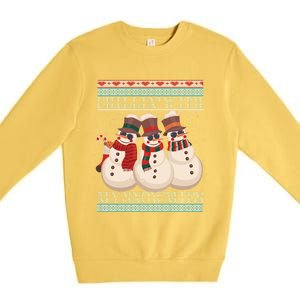 Chillin With My Snowmies Ugly Christmas Snow Cool Gift Gift Black Premium Crewneck Sweatshirt