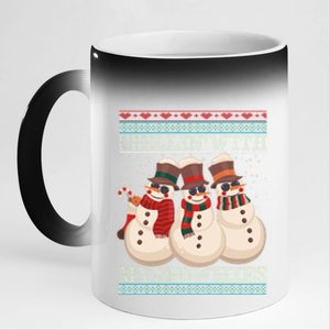 Chillin With My Snowmies Ugly Christmas Snow Cool Gift Gift Black 11oz Black Color Changing Mug