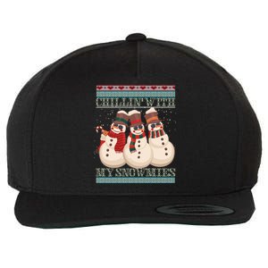 Chillin With My Snowmies Ugly Christmas Snow Cool Gift Gift Black Wool Snapback Cap