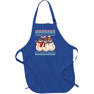 Chillin With My Snowmies Ugly Christmas Snow Cool Gift Gift Black Full-Length Apron With Pockets