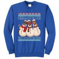 Chillin With My Snowmies Ugly Christmas Snow Cool Gift Gift Black Sweatshirt