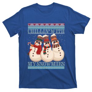 Chillin With My Snowmies Ugly Christmas Snow Cool Gift Gift Black T-Shirt