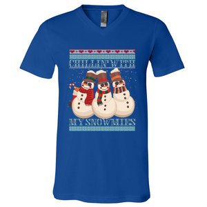 Chillin With My Snowmies Ugly Christmas Snow Cool Gift Gift Black V-Neck T-Shirt