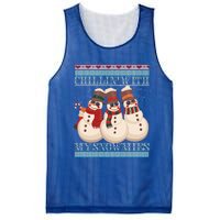 Chillin With My Snowmies Ugly Christmas Snow Cool Gift Gift Black Mesh Reversible Basketball Jersey Tank