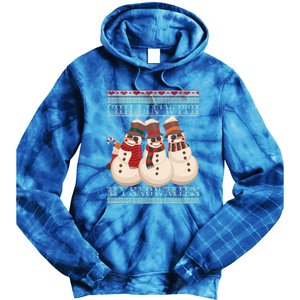 Chillin With My Snowmies Ugly Christmas Snow Cool Gift Gift Black Tie Dye Hoodie