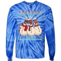 Chillin With My Snowmies Ugly Christmas Snow Cool Gift Gift Black Tie-Dye Long Sleeve Shirt