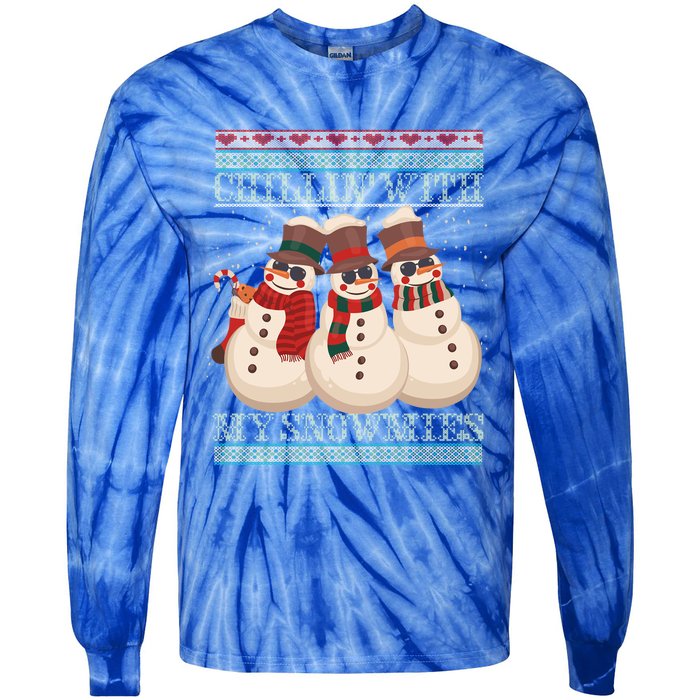 Chillin With My Snowmies Ugly Christmas Snow Cool Gift Gift Black Tie-Dye Long Sleeve Shirt