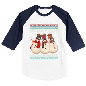 Chillin With My Snowmies Ugly Christmas Snow Cool Gift Gift Black Baseball Sleeve Shirt