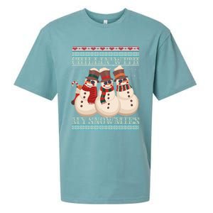 Chillin With My Snowmies Ugly Christmas Snow Cool Gift Gift Black Sueded Cloud Jersey T-Shirt