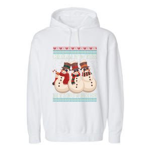 Chillin With My Snowmies Ugly Christmas Snow Cool Gift Gift Black Garment-Dyed Fleece Hoodie