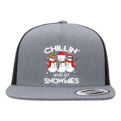 Chillin With My Snowmies Christmas Flat Bill Trucker Hat