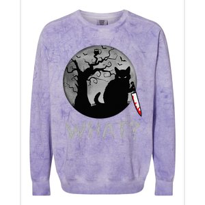 Cat What Murderous Black Cat With Knife Costume Halloween Colorblast Crewneck Sweatshirt