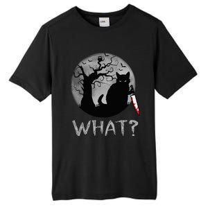 Cat What Murderous Black Cat With Knife Costume Halloween Tall Fusion ChromaSoft Performance T-Shirt