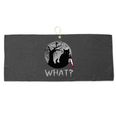 Cat What Murderous Black Cat With Knife Costume Halloween Large Microfiber Waffle Golf Towel