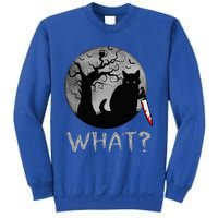 Cat What Murderous Black Cat With Knife Costume Halloween Sweatshirt