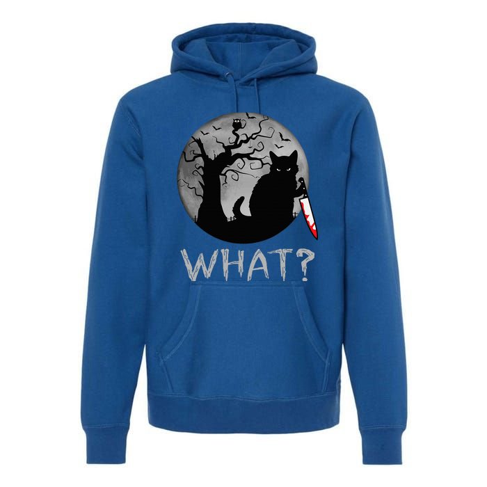 Cat What Murderous Black Cat With Knife Costume Halloween Premium Hoodie