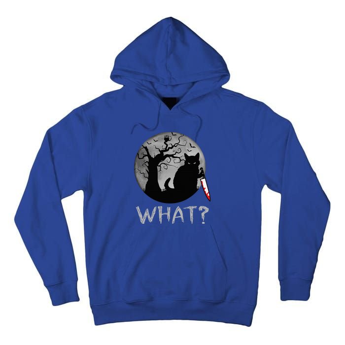 Cat What Murderous Black Cat With Knife Costume Halloween Tall Hoodie