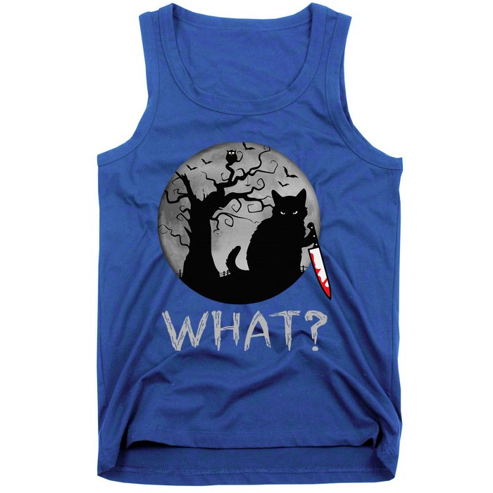 Cat What Murderous Black Cat With Knife Costume Halloween Tank Top