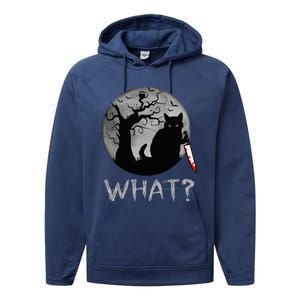 Cat What Murderous Black Cat With Knife Costume Halloween Performance Fleece Hoodie