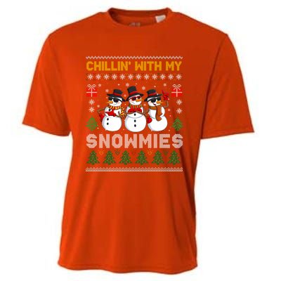 Chillin With My Snowmies Ugly Christmas Sweater Snow Gift Cooling Performance Crew T-Shirt