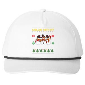 Chillin With My Snowmies Ugly Christmas Sweater Snow Gift Snapback Five-Panel Rope Hat