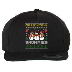 Chillin With My Snowmies Ugly Christmas Sweater Snow Gift Wool Snapback Cap