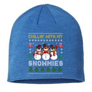 Chillin With My Snowmies Ugly Christmas Sweater Snow Gift Sustainable Beanie