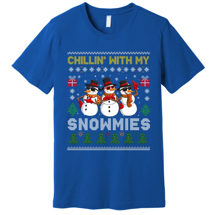 Chillin With My Snowmies Ugly Christmas Sweater Snow Gift Premium T-Shirt