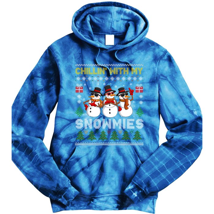 Chillin With My Snowmies Ugly Christmas Sweater Snow Gift Tie Dye Hoodie