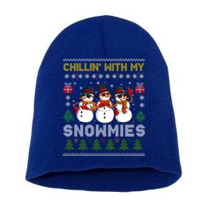 Chillin With My Snowmies Ugly Christmas Sweater Snow Gift Short Acrylic Beanie