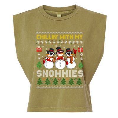 Chillin With My Snowmies Ugly Christmas Sweater Snow Gift Garment-Dyed Women's Muscle Tee