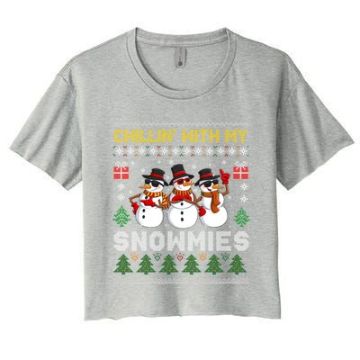 Chillin With My Snowmies Ugly Christmas Sweater Snow Gift Women's Crop Top Tee