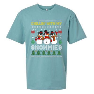 Chillin With My Snowmies Ugly Christmas Sweater Snow Gift Sueded Cloud Jersey T-Shirt