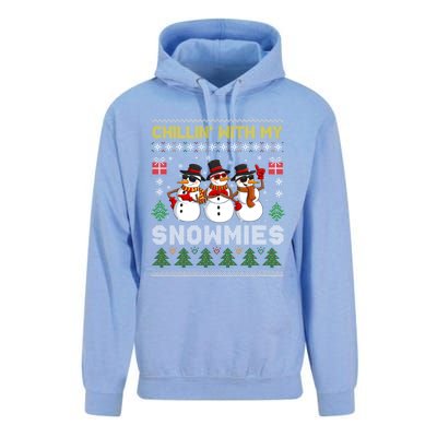 Chillin With My Snowmies Ugly Christmas Sweater Snow Gift Unisex Surf Hoodie