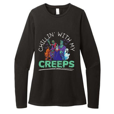 Chillin With My Creeps Halloween Party Trick Or Treat Womens CVC Long Sleeve Shirt