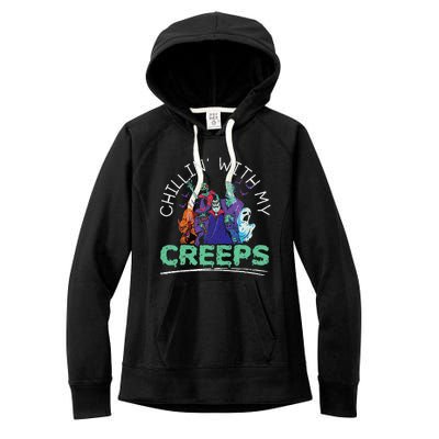 Chillin With My Creeps Halloween Party Trick Or Treat Women's Fleece Hoodie